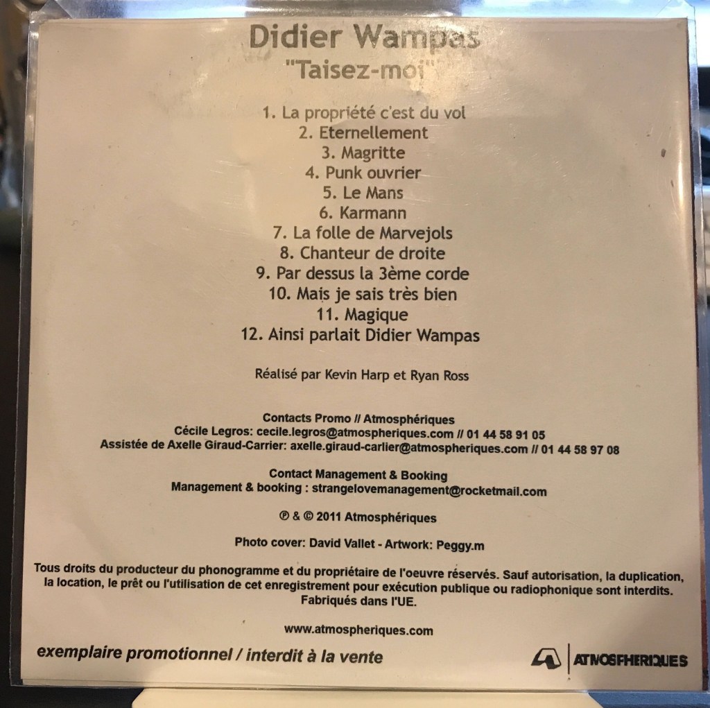 Album de Didier Wampas - Taisez Moi promotionnel interdit à la vente