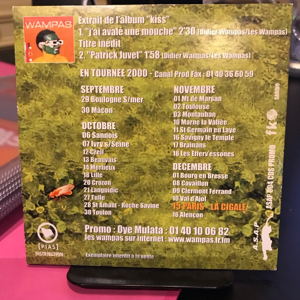 pochette back de Wampas j’ai avalé une mouche single promo CD de l'album KISS 